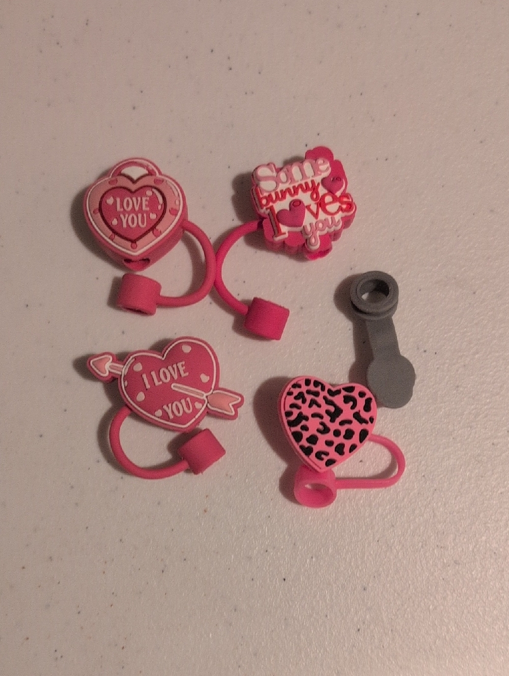 Pink Heart Straw Toppers - Love You Designs
